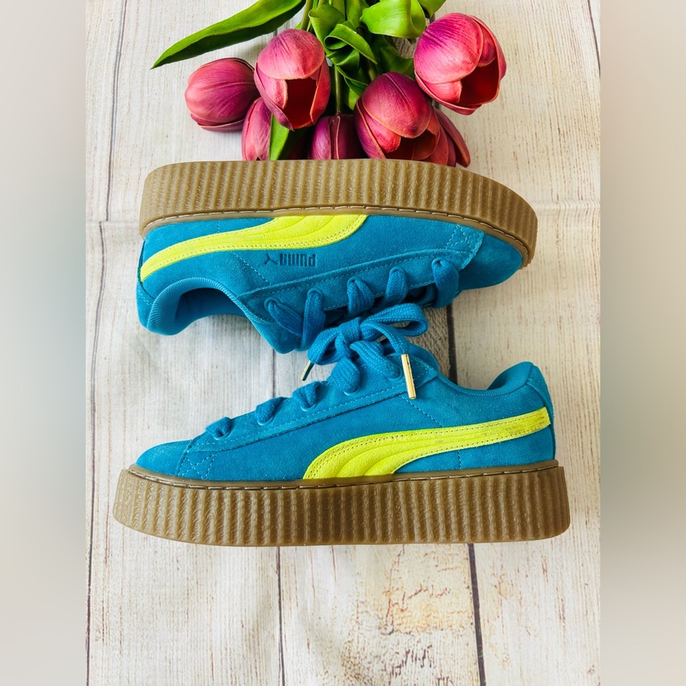 Puma x Fenty Women’s Speed Blue Creeper Phatty Lace Up Platform Sneakers Size 7